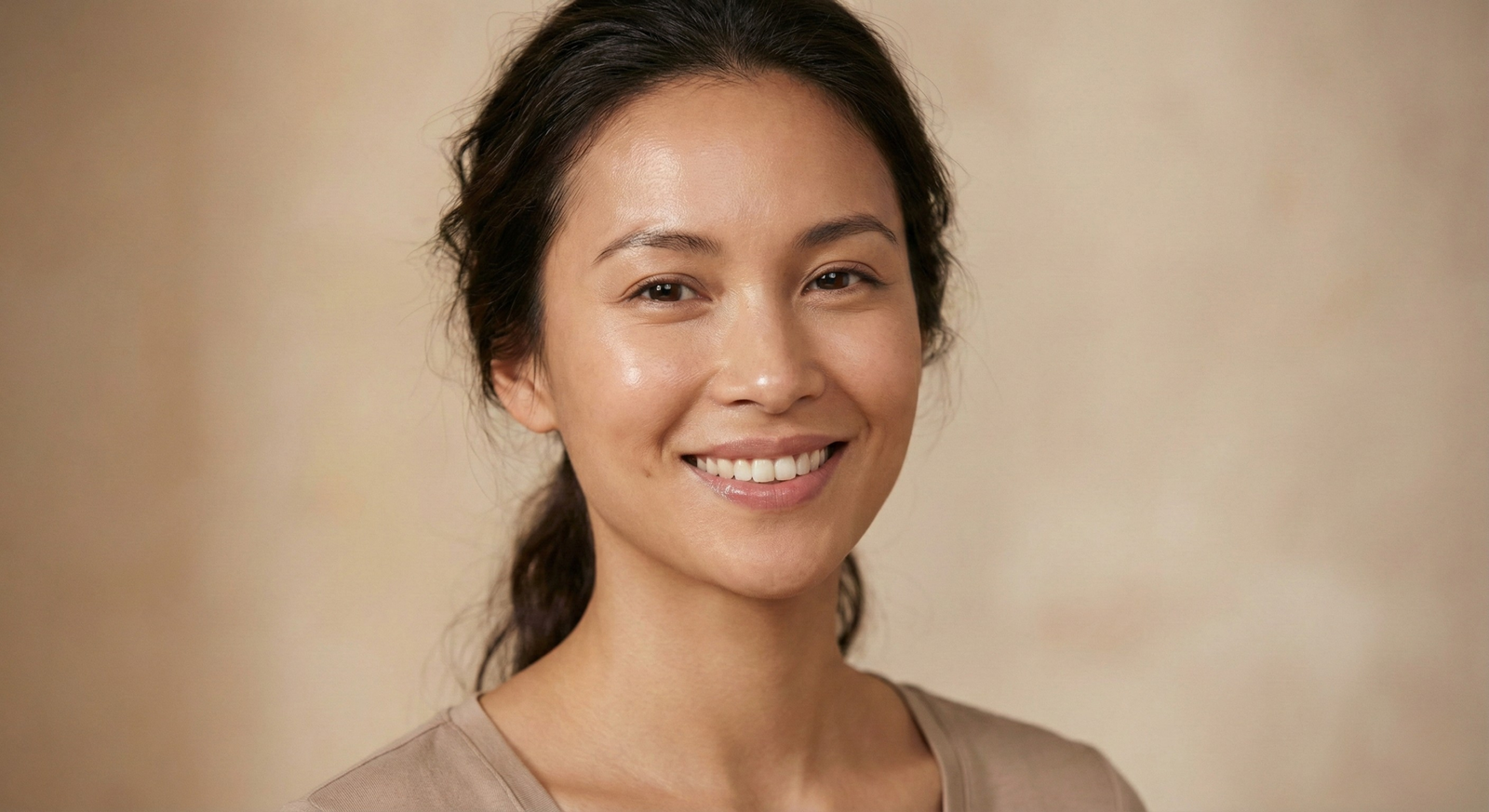 Portrait of a happy young woman with healthy natural glowing skin