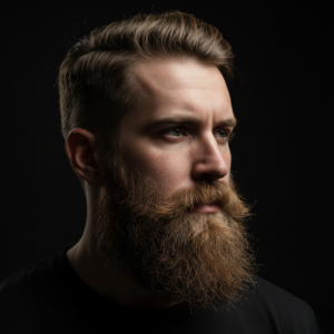 How to Grow a Beard Faster - A professional portrait of a man with a thick, well-groomed beard.