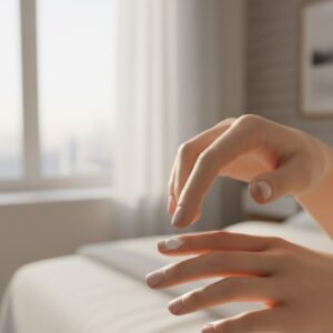 Applying moisturizer to nail beds as part of how to take care of your nails at home.